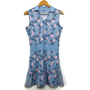 Turtles and Tees Pink Blue Pineapple Put A Wedge On It Genna Golf Dress Med NWT